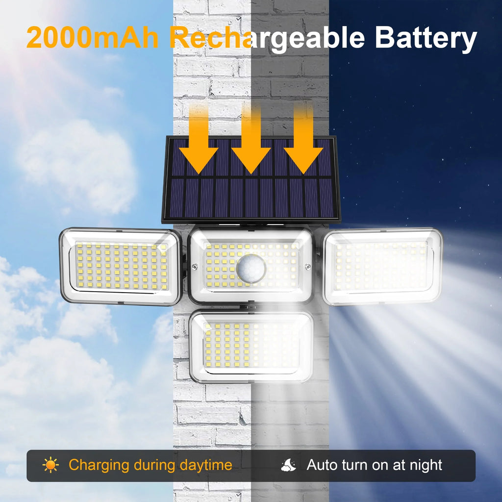 Solar Lights Outdoor 304LED 2500LM Motion Sensor IP65 Waterproof 2Pack Q218
