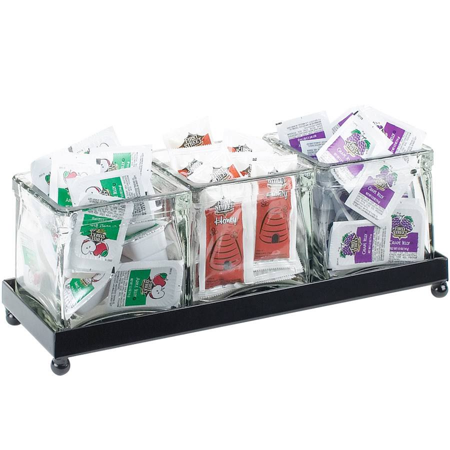 3 Section Glass Condiment Jar Display G84178
