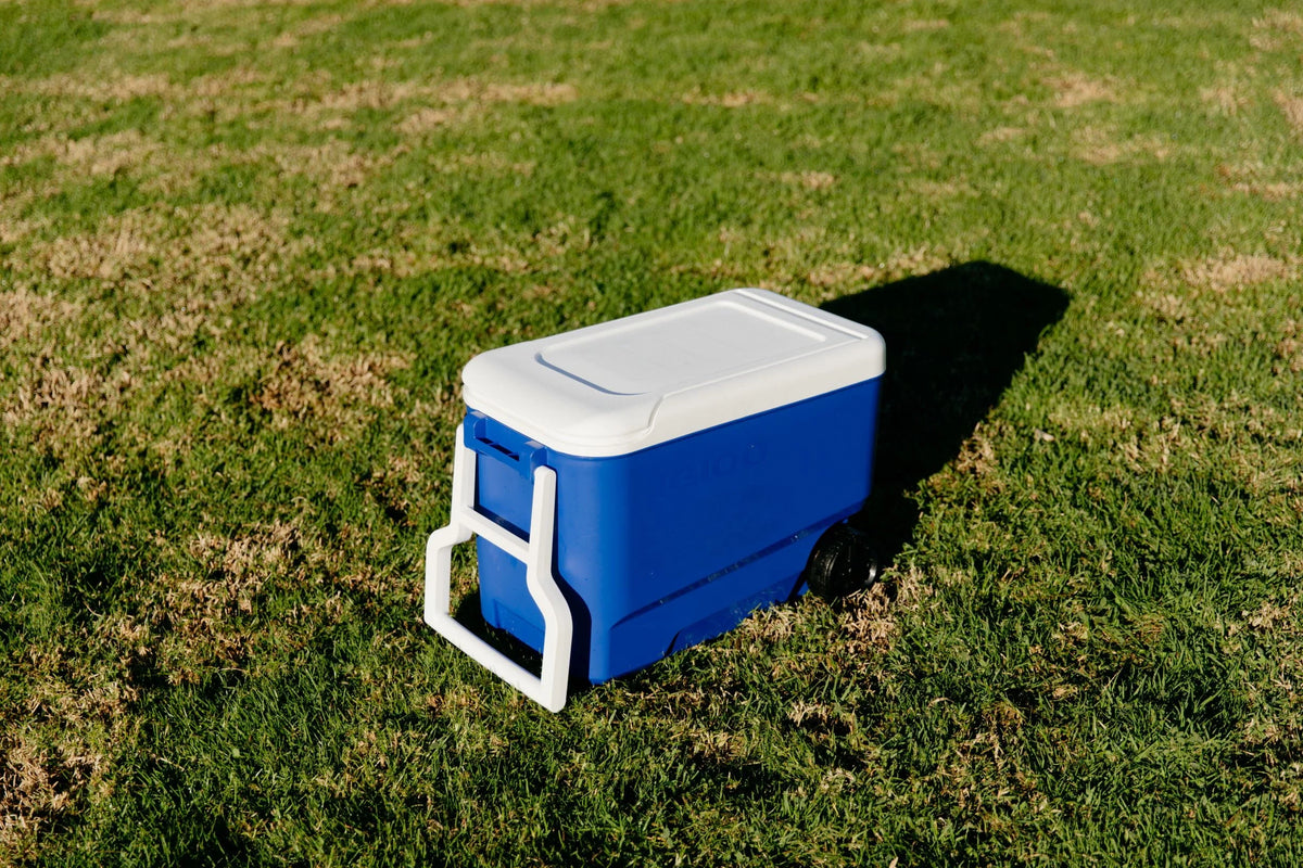38 QT. Hard-Sided Ice Chest Cooler with Wheels, Blue U78128
