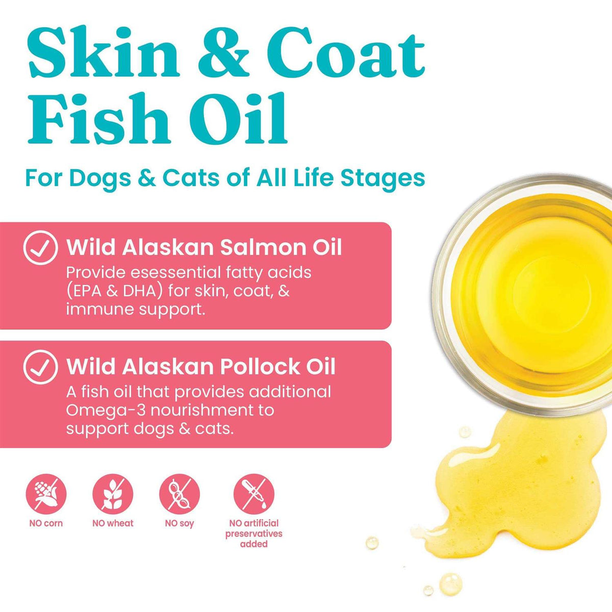 Solid Gold Fish Oil for Dogs & Cats Wild Alaskan Salmon Oil for Dogs Skin and Coat Support P412