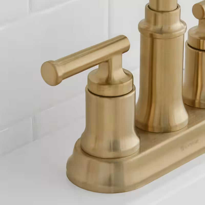 4 in. Centerset Double-Handle High-Arc Bathroom Faucet Matte Gold 2-Pack Q177043