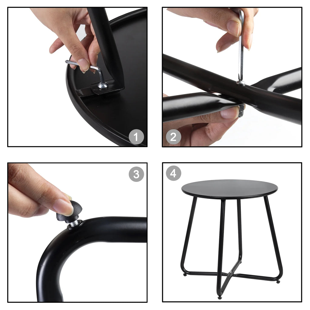 Metal Round End Table, Anti-Rust Waterproof Side Table X556366