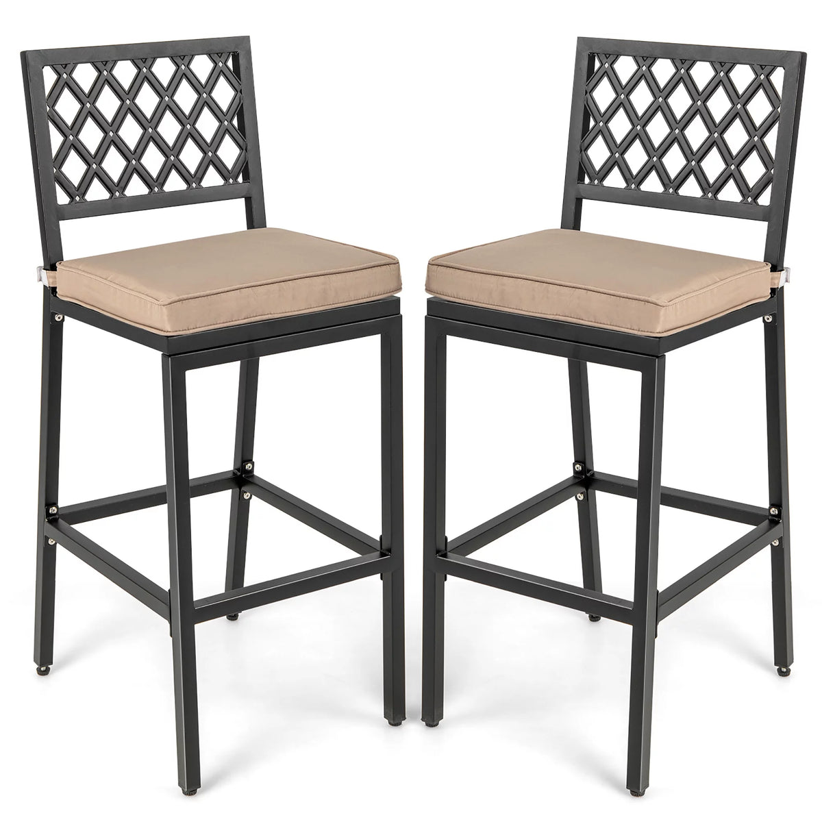 Set of 2 Metal Bar Stools with Cushion L799