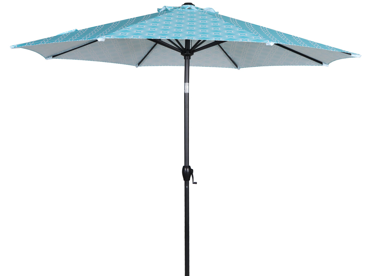 9FT Black and White Round Tilting Patio Umbrella Q660496