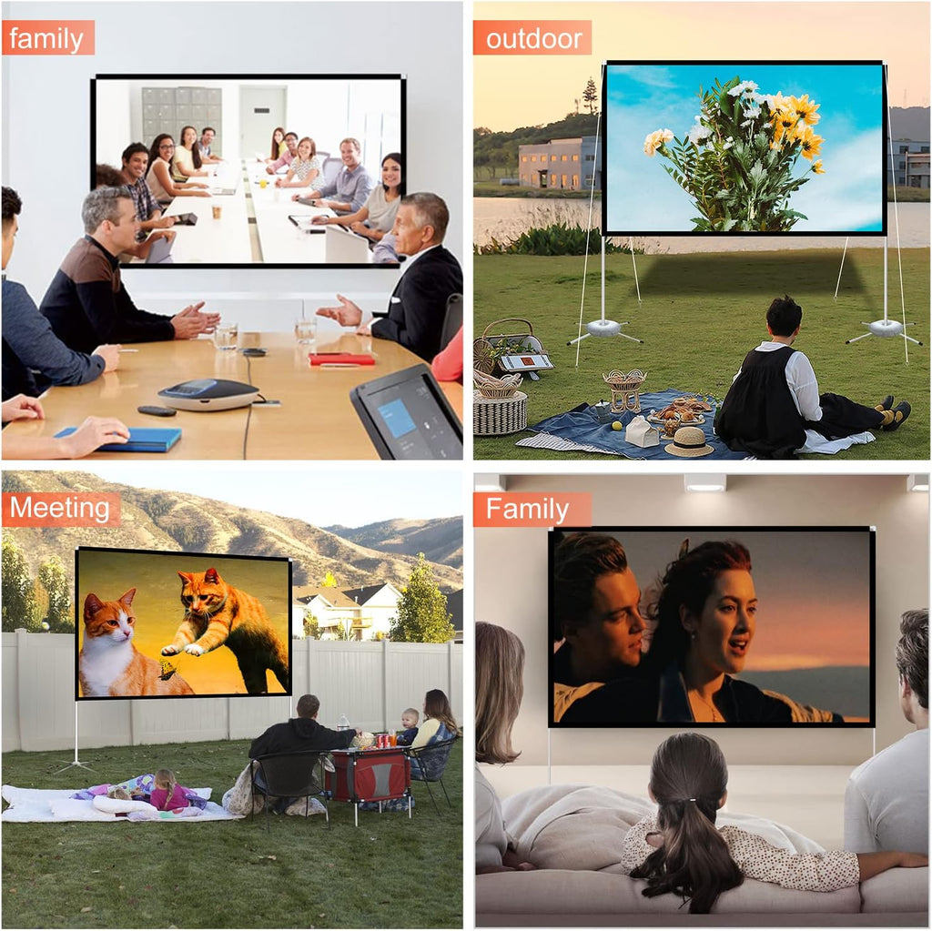 100 Inch Foldable Projector Screen and Stand with Carry Bag 16:9 V707201