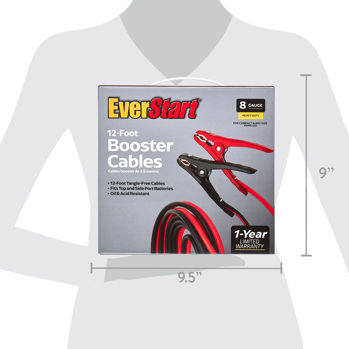 8-Gauge Heavy Duty 12-Foot Booster Cables Q16081