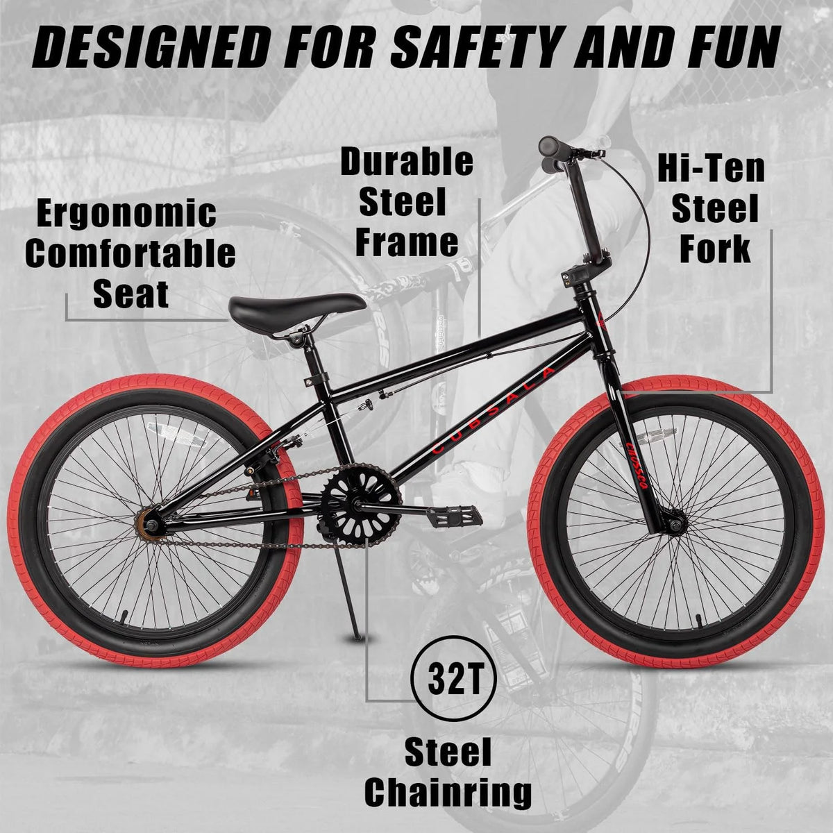 20 in Kids BMX Bike with 4 Pegs, Blue M112403