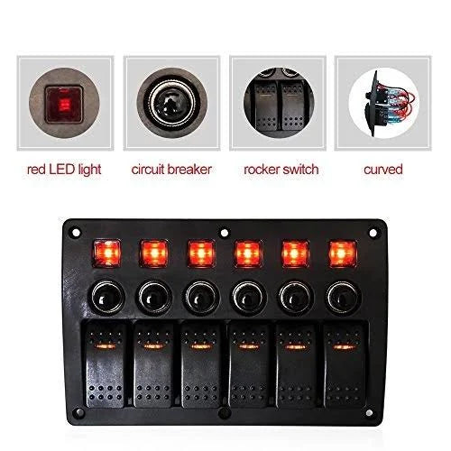 4/6/8 Gang Pre Wired Rocker Switch Panel Waterproof 12V 24V with Fuse X31252