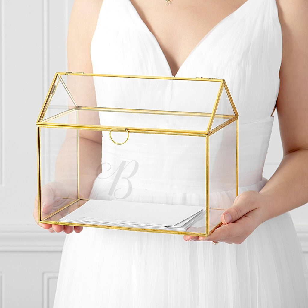 Gold Wedding Glass Terrarium Card Holder Y908991