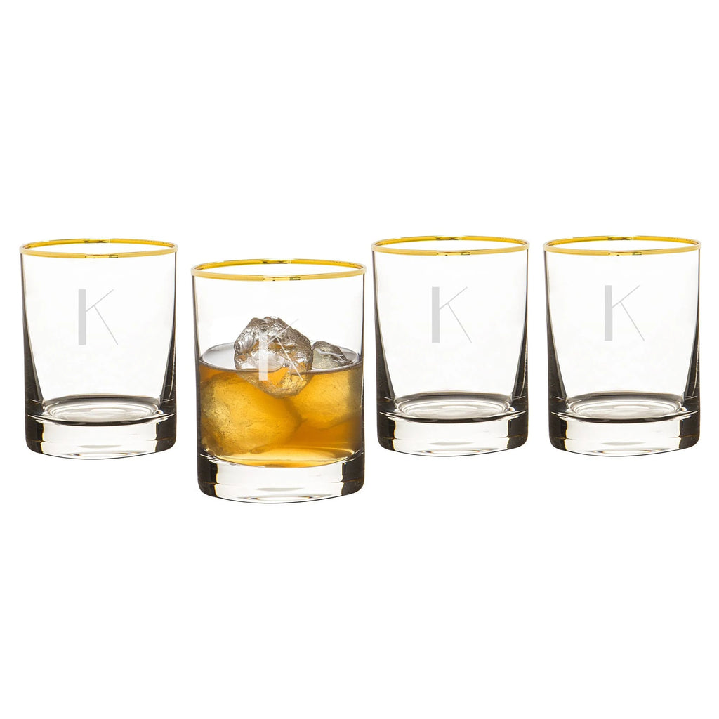 Set of 4 Gold Rim Whiskey Glasses A5706