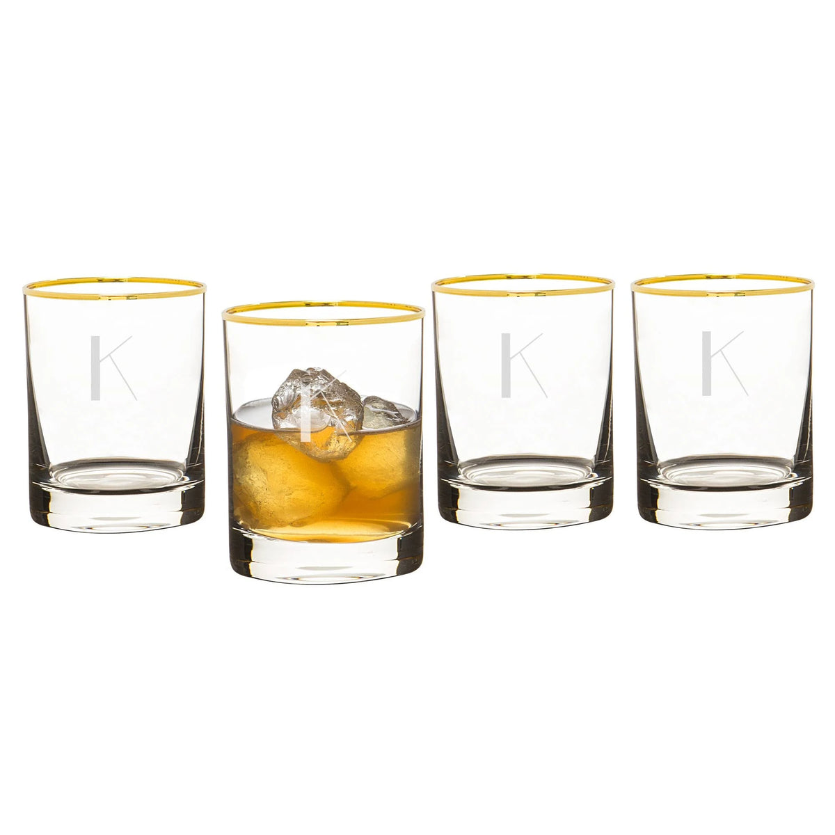 Set of 4 Gold Rim Whiskey Glasses A5706