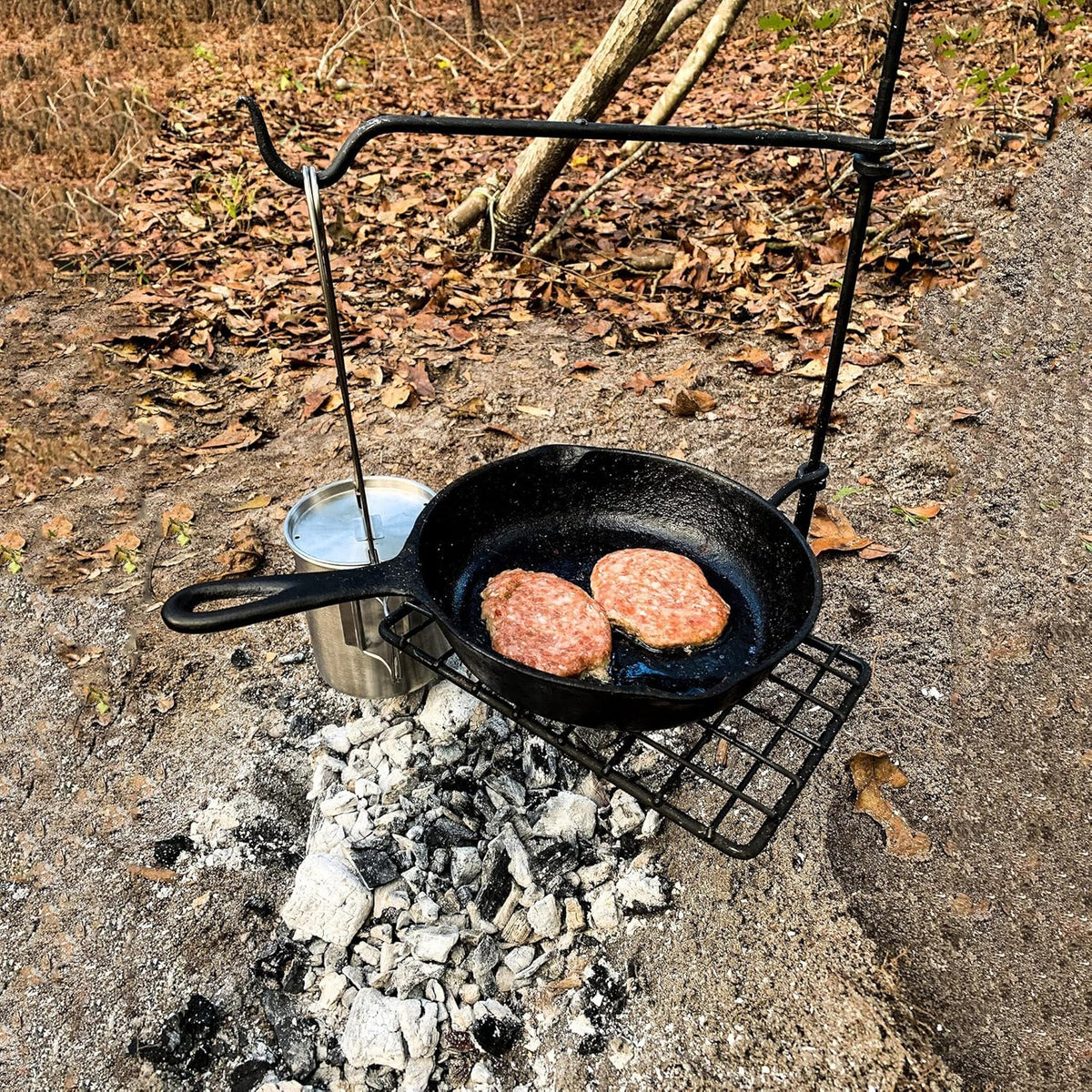 Steel Campfire Cooking Grate Swivel Grill with Canvas Carrying Bag H5128