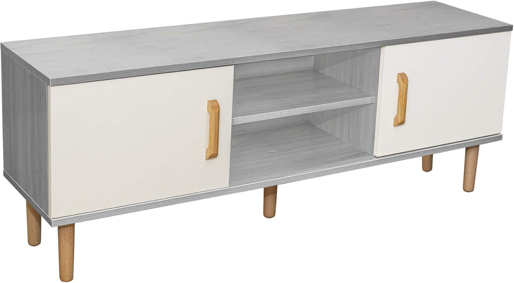 TV Cabinet with 2 Storage Cabinets and 2 Open Shelves, 47.2x11.8x16.5 inches K399286