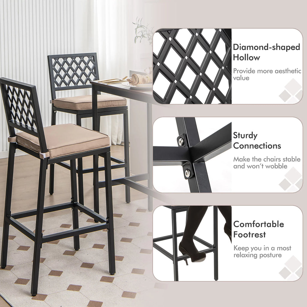 Set of 2 Metal Bar Stools with Cushion L799