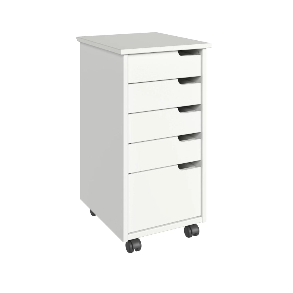 Solid Wood 4+1 Drawer White Roll Cart N769206