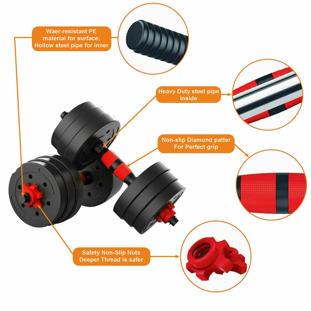 66LB 2 in 1 Adjustable Dumbbell Set with Connecting Rod K606