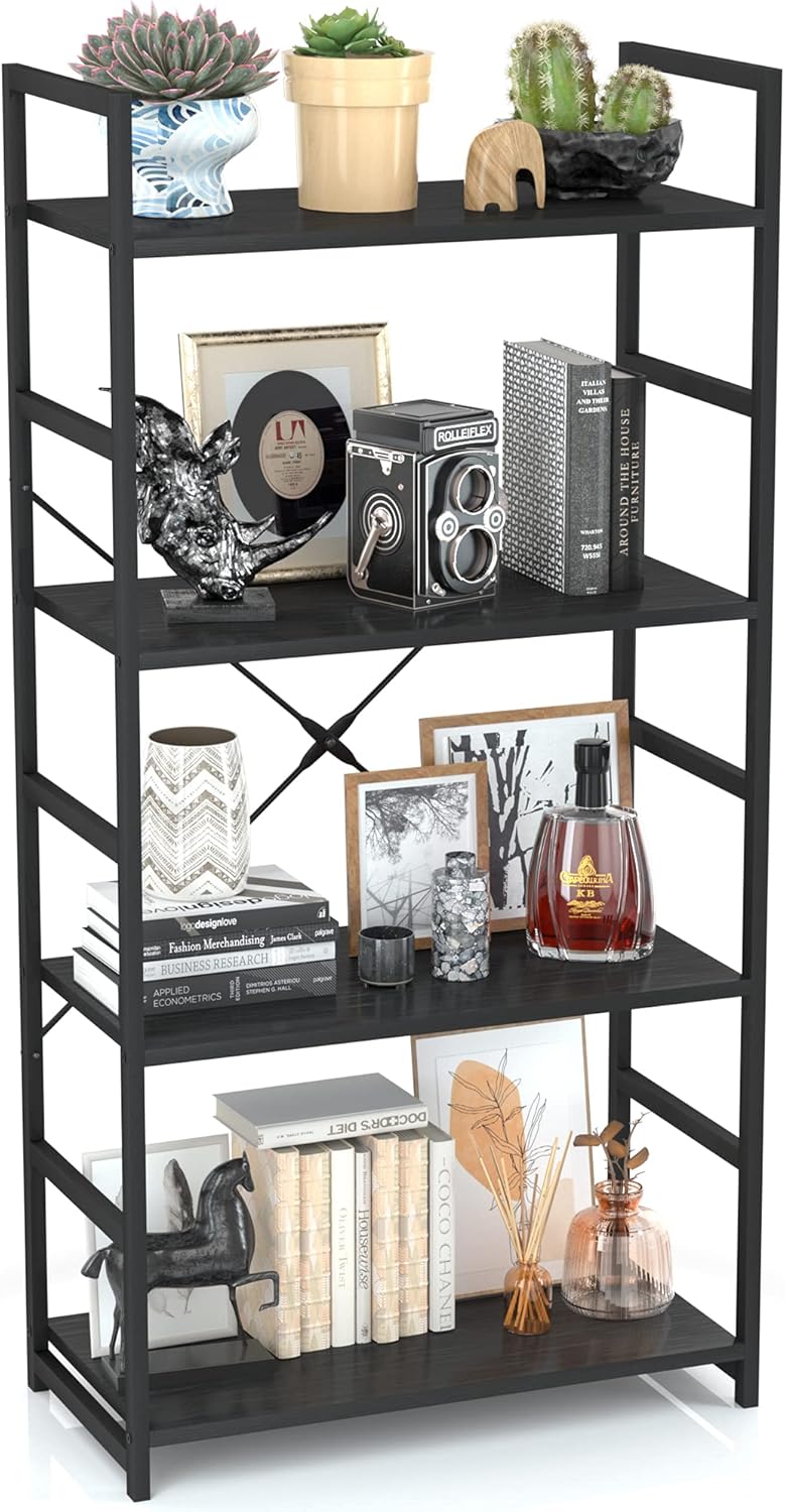 4 Tier Industrial Metal Bookcase P8439