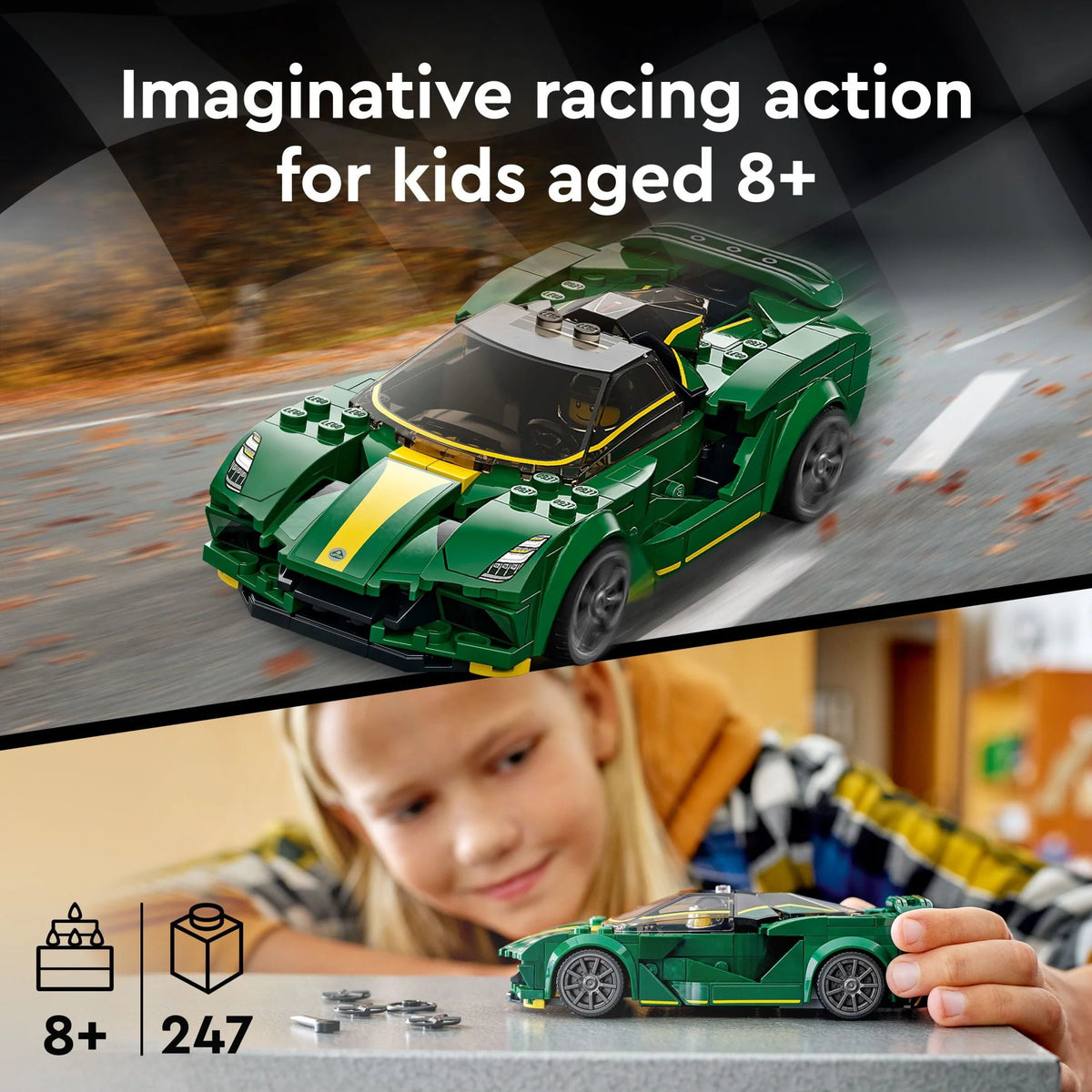 Race Car Toy Model with Racing Driver Minifigure X19013