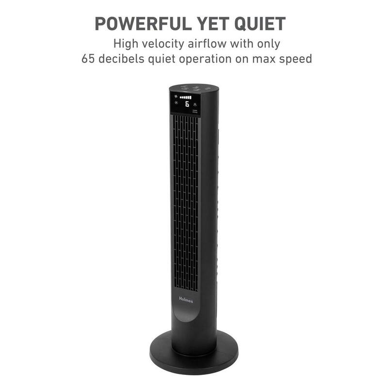 Black 6-Speed Digital Tower Fan with Remote Control C519