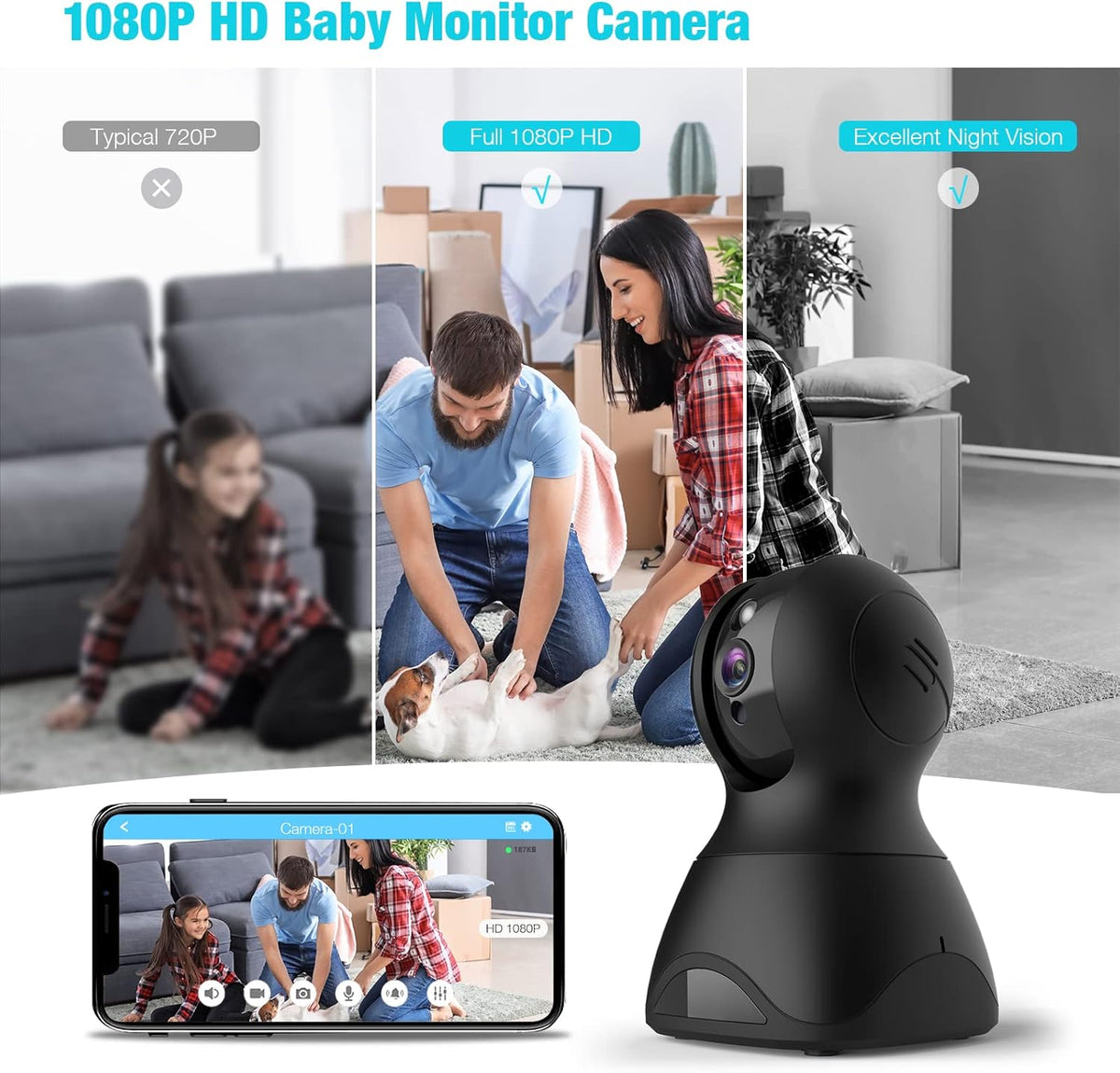 1080P WiFi Pet Camera with 2-Way Talk and Night Vision T918