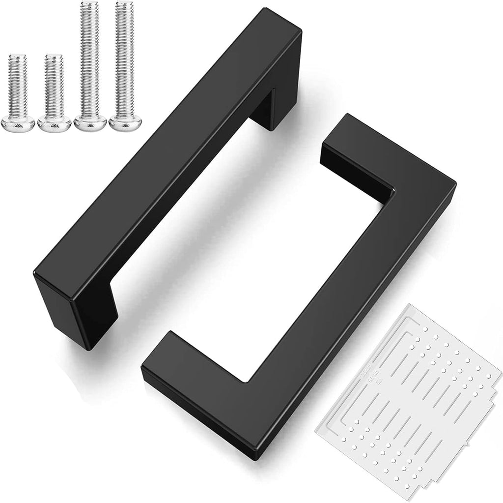 25 Pack 3 Inch Matte Black Square Cabinet Pulls D326780