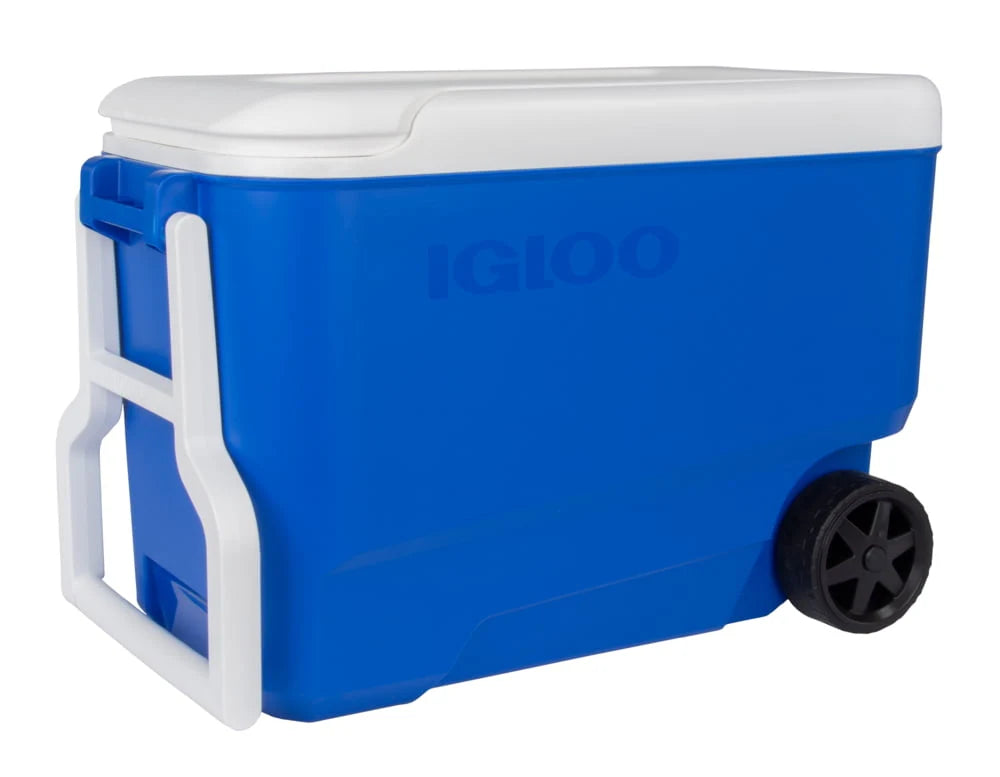 38 QT. Hard-Sided Ice Chest Cooler with Wheels, Blue U78128