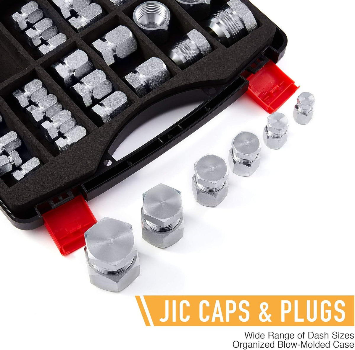 64 Piece JIC 37° Flare Cap and Plug Kit Galvanized Steel Fitting Set R343669