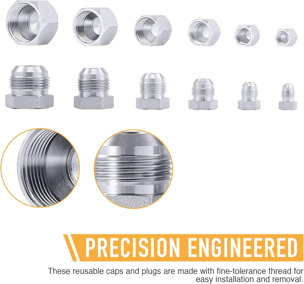 64 Piece JIC 37° Flare Cap and Plug Kit Galvanized Steel Fitting Set R343669