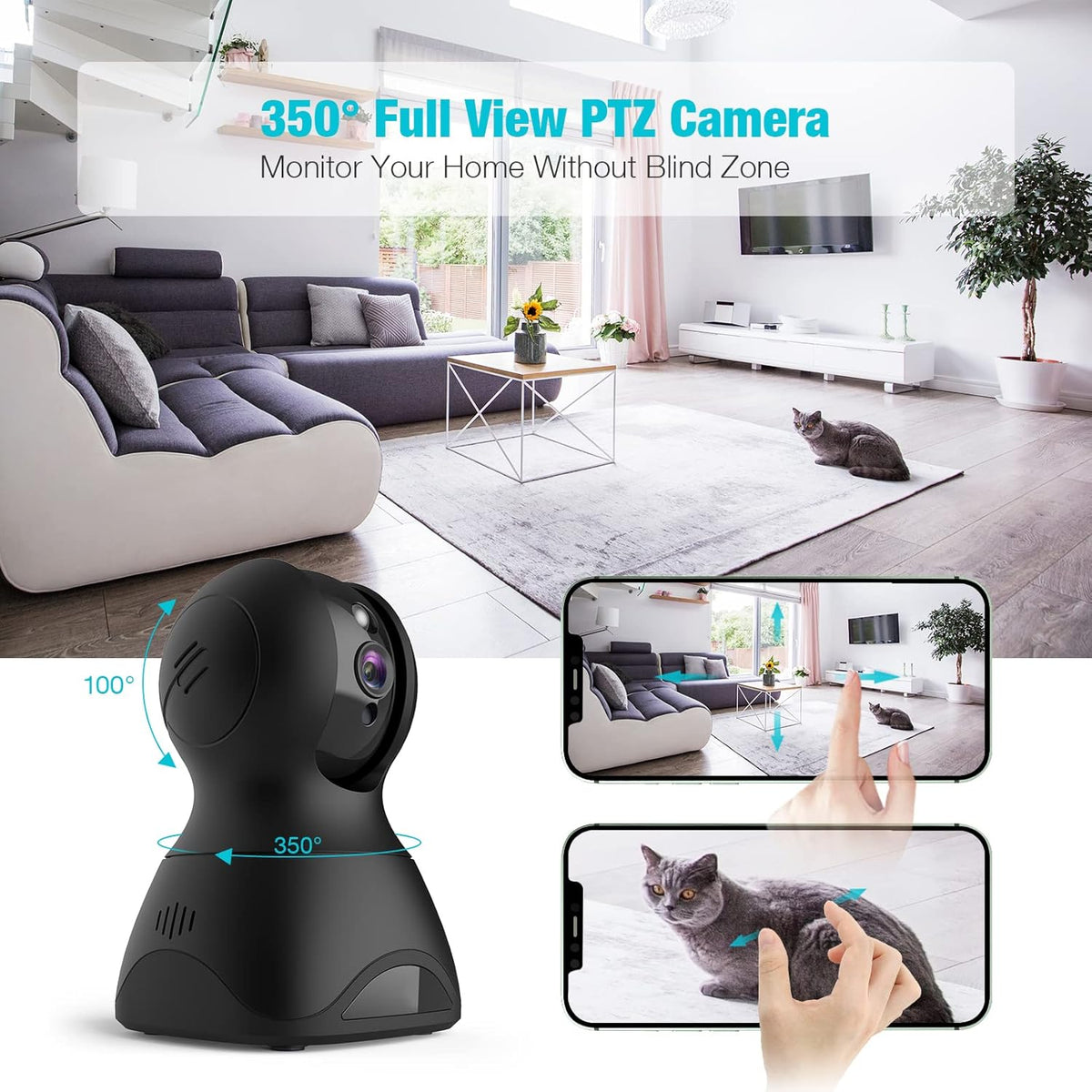 1080P WiFi Pet Camera with 2-Way Talk and Night Vision T918