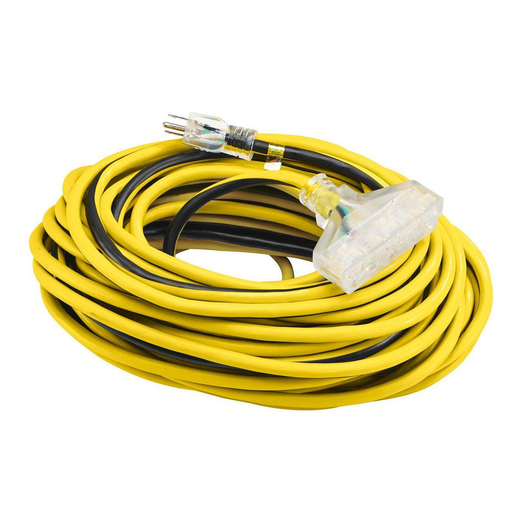 100 ft. 12/3 Gauge Multiple Outlet Extension Cord with Indicator Light, Yellow, Black Z35281