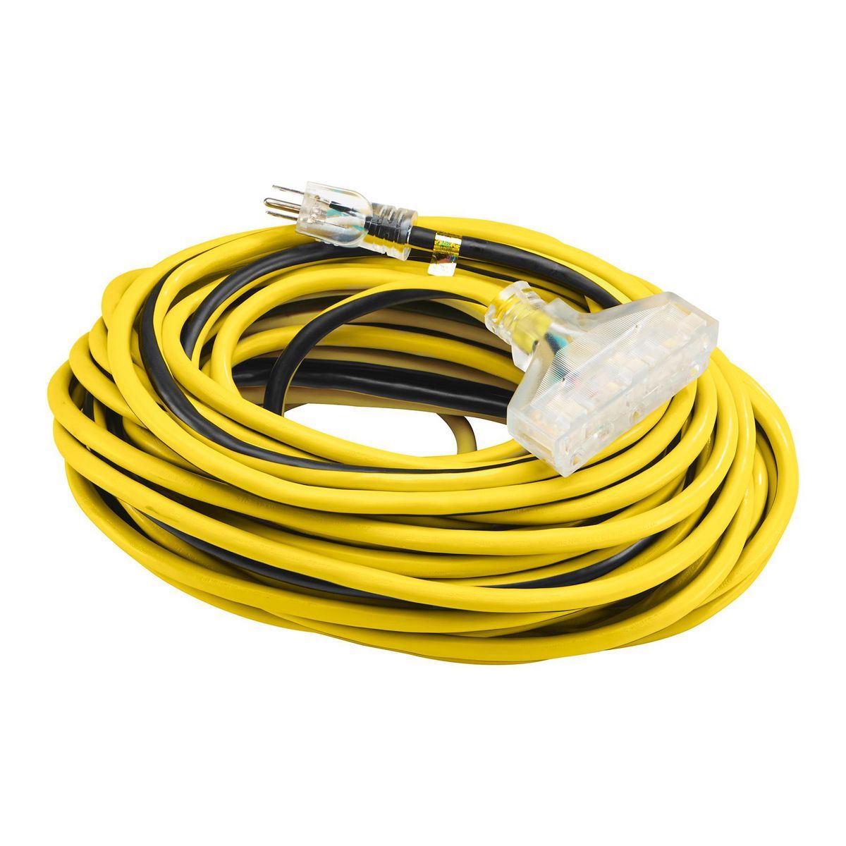 100 ft. 12/3 Gauge Multiple Outlet Extension Cord with Indicator Light, Yellow, Black Z35281