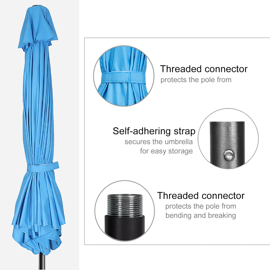 9 Ft Solar LED Light Patio Umbrella with Tilt Crank Lift A256
