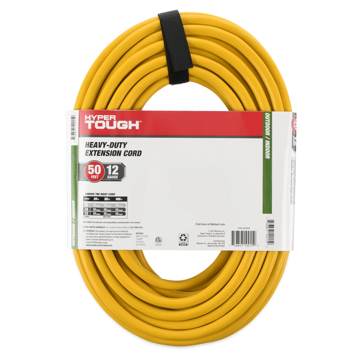 50ft Heavy Duty Yellow Vinyl Extension Cord V58118