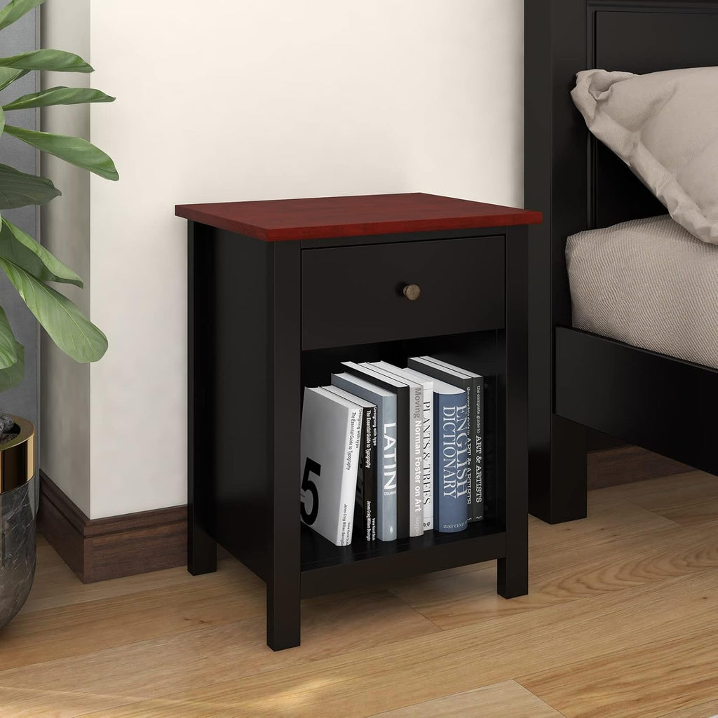 White 1-Drawer Wood Nightstand L196