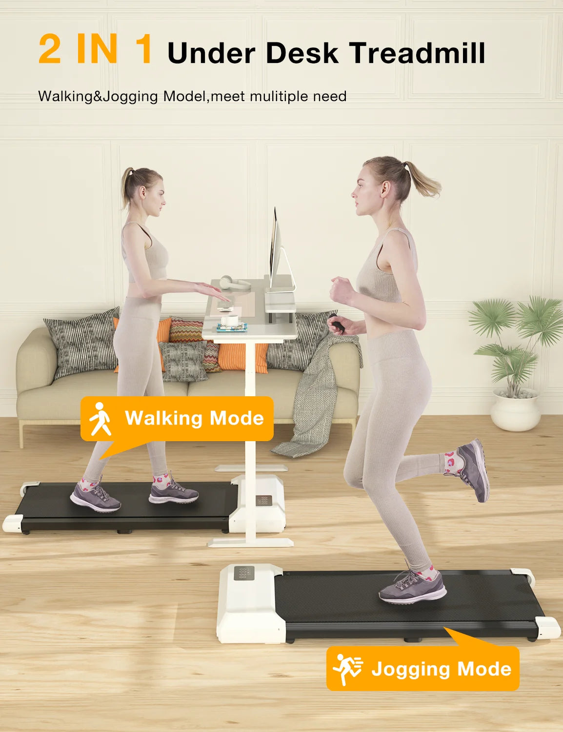 2.5Hp Walking Pad Treadmill with Remote Control and LED Display Q5479