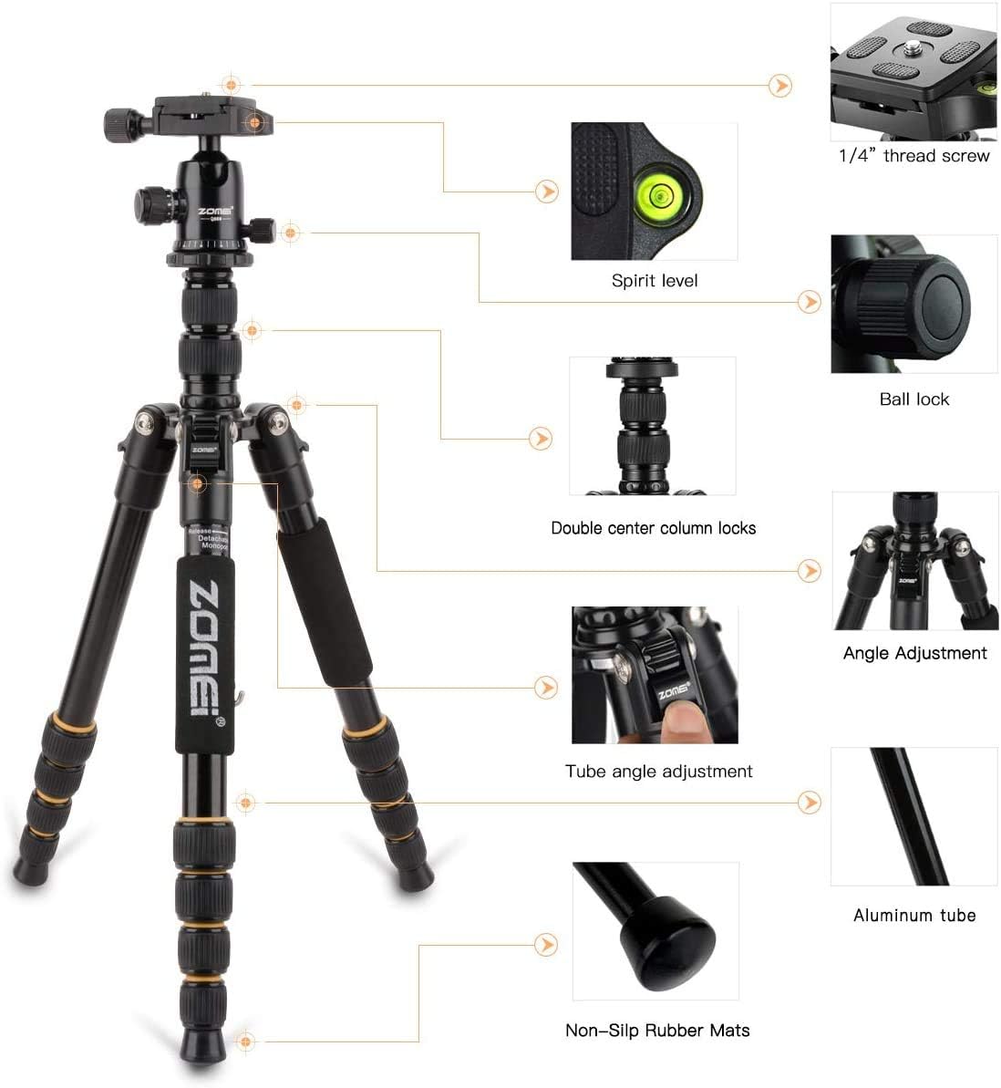 Camera Tripod with Ball Head Quick Release Plate and Carrying Case F8534