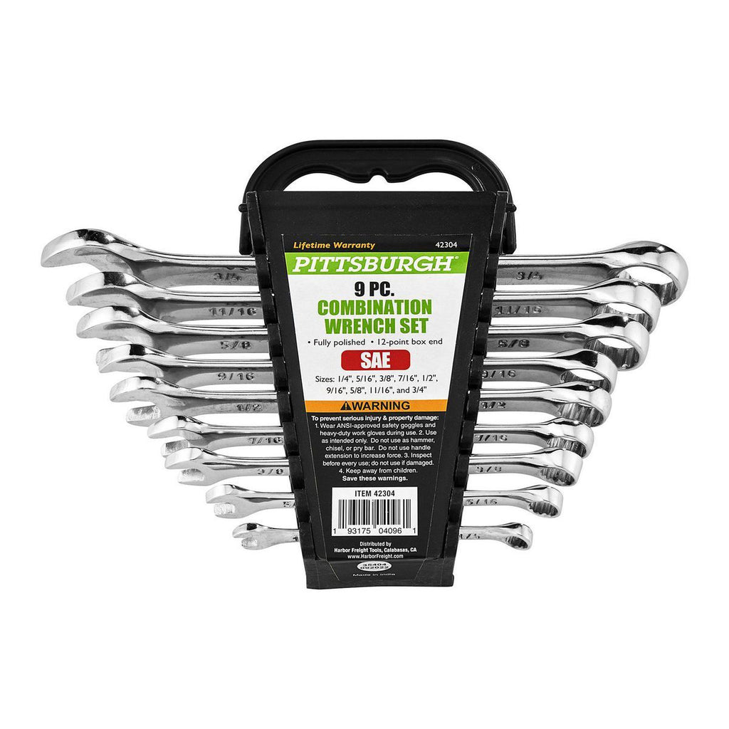 Fully Polished SAE Combination Wrench Set, 9 Piece F961
