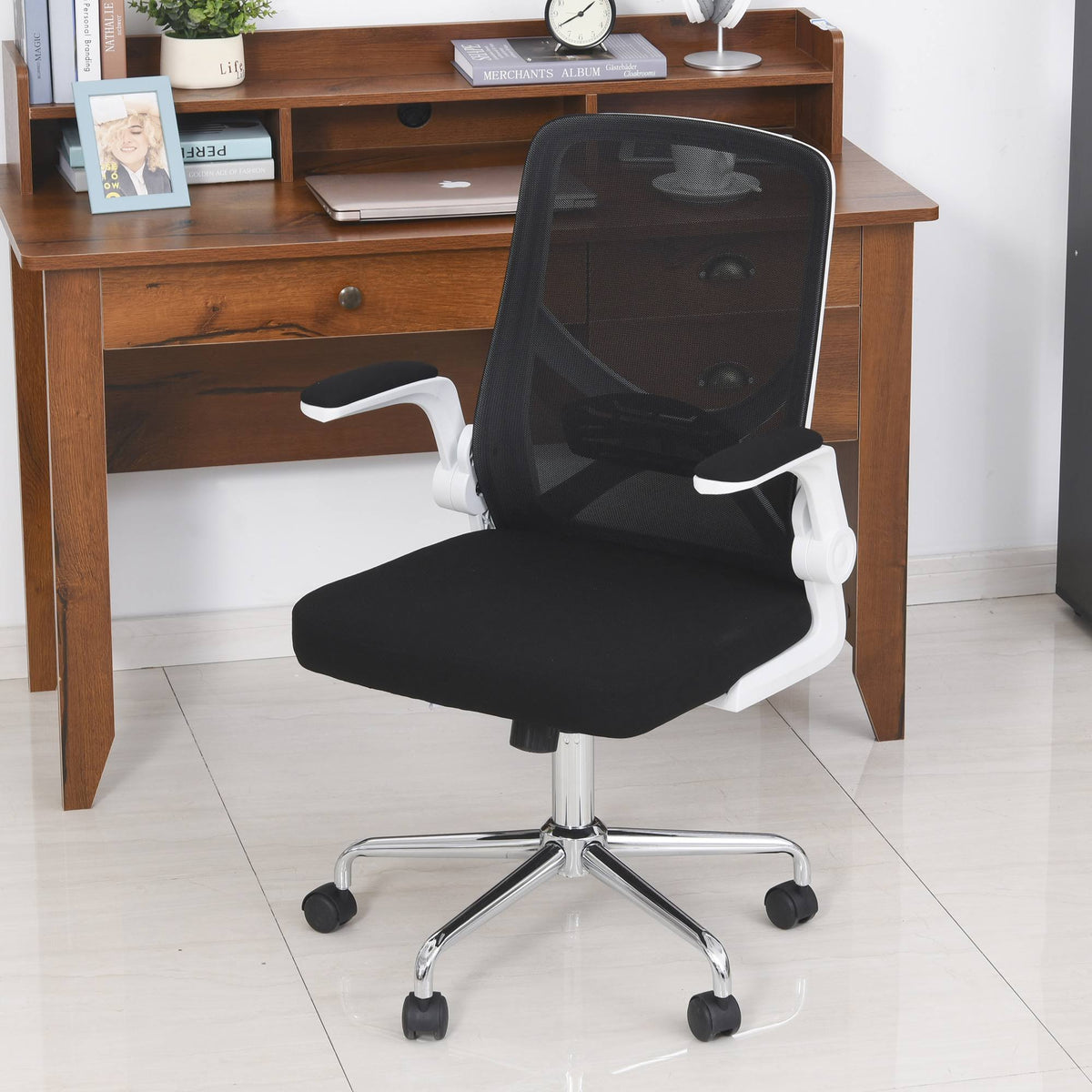 Black Ergonomic Mesh Office Chair with Folding Backrest E384016