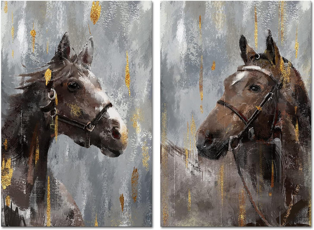 Brown Horse Canvas Art 16x24inch 2pcs W8831