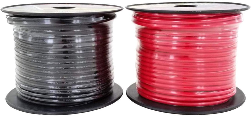 10 Gauge Stranded Copper Clad Aluminum Primary Wire, Red Black Blue Yellow 100 feet Roll Y5292