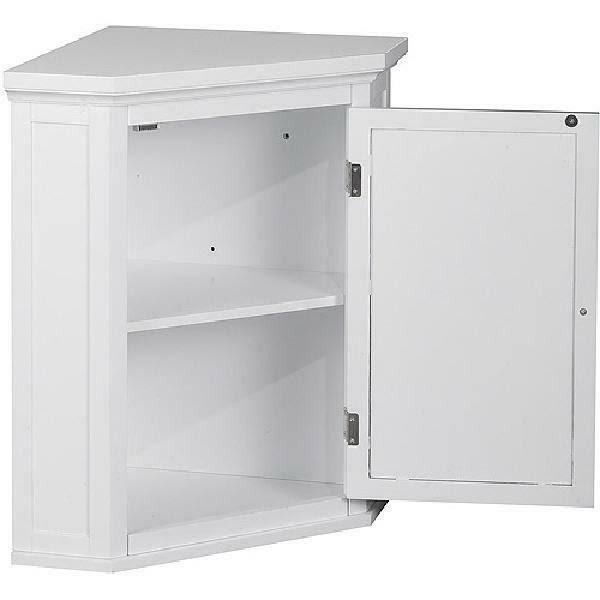 White Corner Bathroom Floor Cabinet O353190