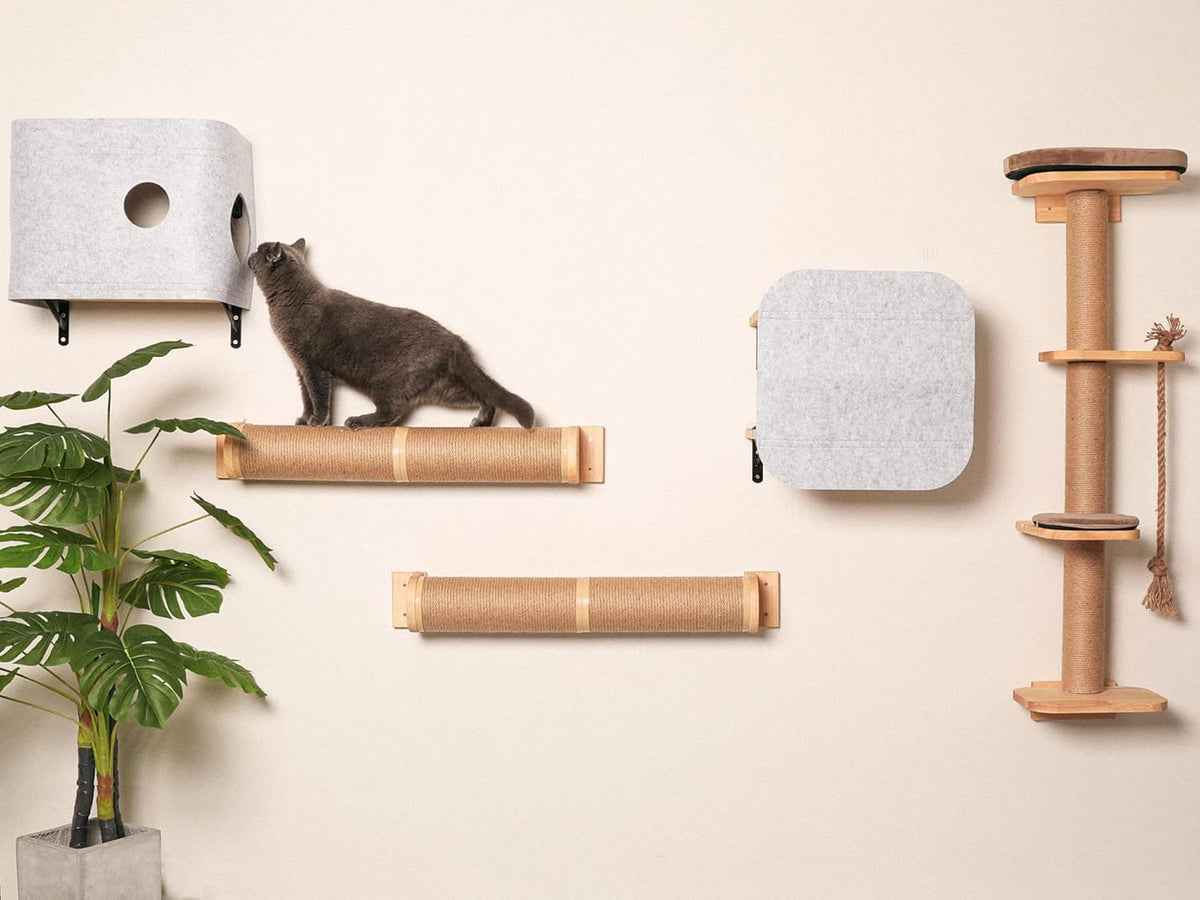 Wall Mounted 36 Inch Rubber Wood Cat Scratching Post M62215