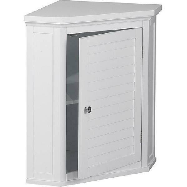 White Corner Bathroom Floor Cabinet O353190