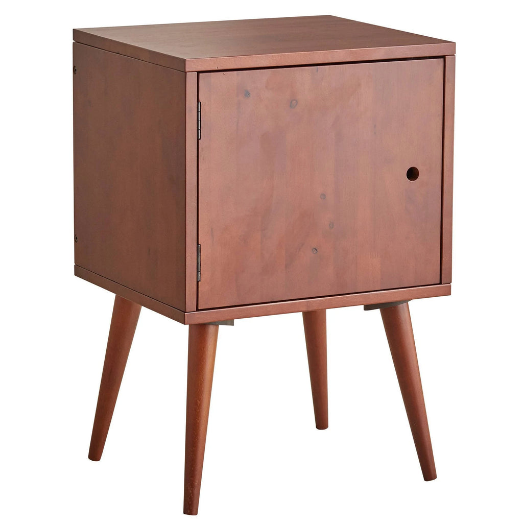 26 in. Espresso All Wood Mid Century Nightstand with Cabinet Door Q9107