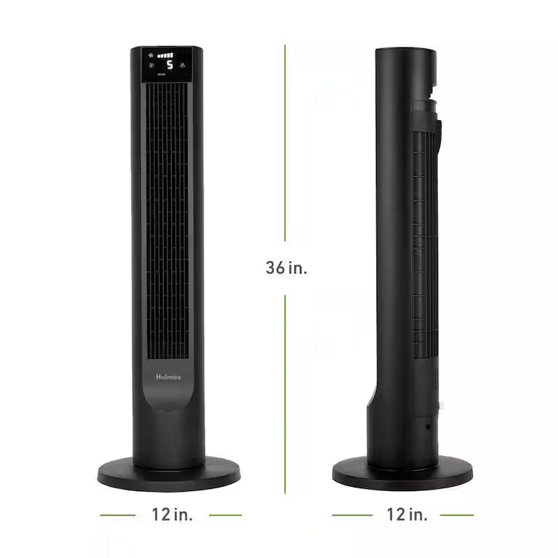 Black 6-Speed Digital Tower Fan with Remote Control C519