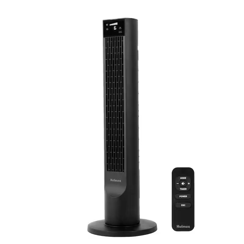 Black 6-Speed Digital Tower Fan with Remote Control C519