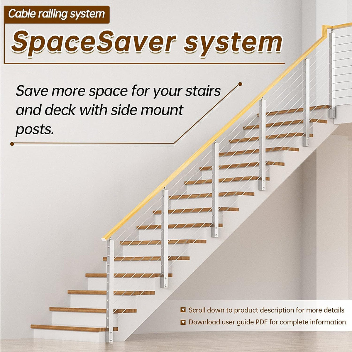 Brushed Stainless Steel Wall Mounted Stair Handrail P662