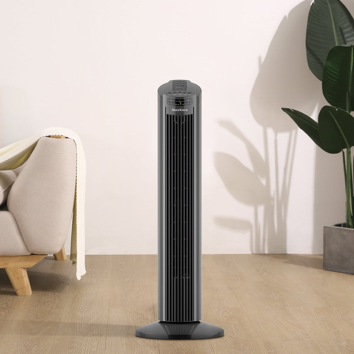 70° Oscillating Tower Fan with Remote Control 3 Speeds 3 Wind Modes Timer Dark Gray E109585