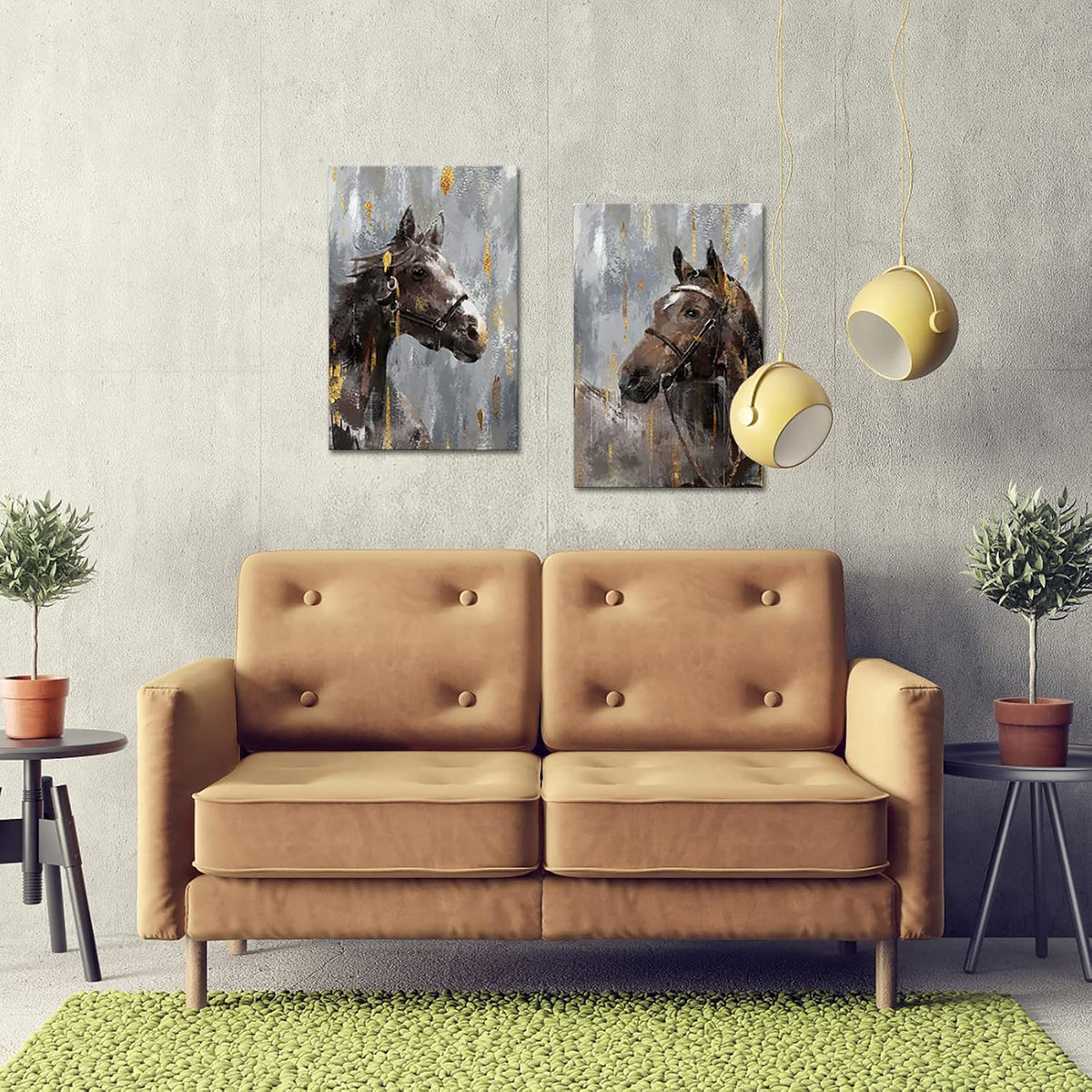 Brown Horse Canvas Art 16x24inch 2pcs W8831