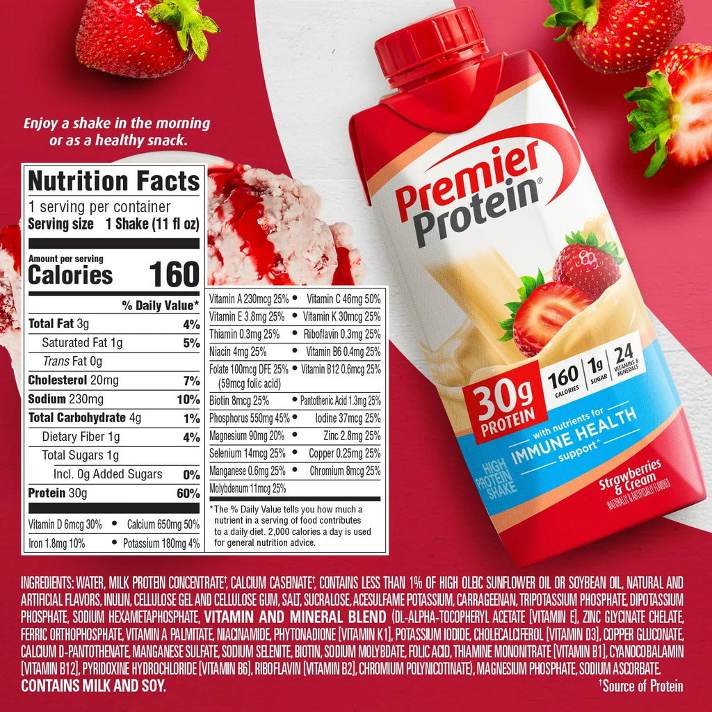 Strawberries & Cream Protein Shake, 30g Protein, 11 fl oz, 4 Ct Q27511
